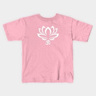 Lotus Flower Om Symbol White Kids T-Shirt